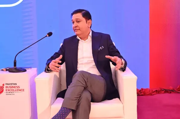 Fireside conversation on stage at the Karachi summit